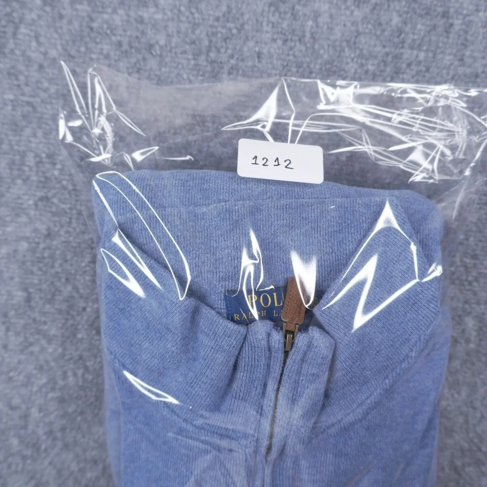 Polo Ralph Lauren Quarter-Zip Pullover Mens XXL Blue Heathered Knit Logo 1212